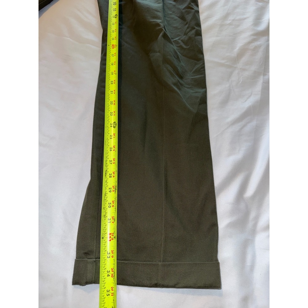 Chaps Ralph Lauren Mens 40x34 Pleated Chino Pants Olive Green Cuffed Trousers - Picture 7 of 7